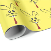 Papier Cadeau lapin avec cravate sur jaune (Coin rond)