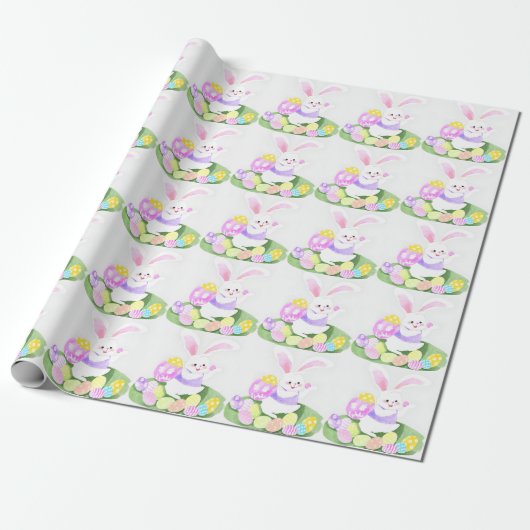 Papier Cadeau lapin avec oeufs de pâques (Déroulé)