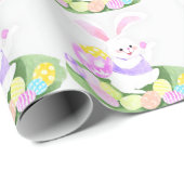Papier Cadeau lapin avec oeufs de pâques (Coin rond)