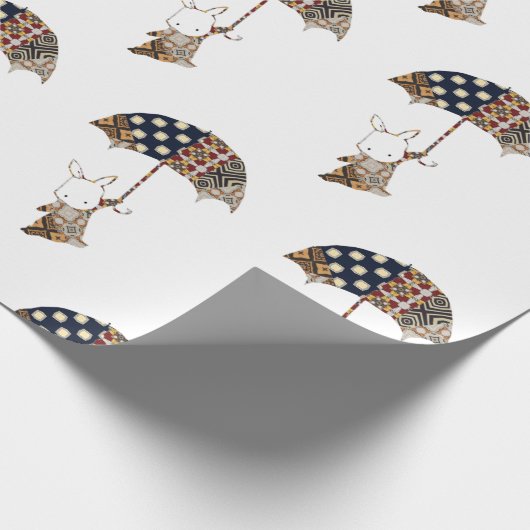 Papier Cadeau Lapin Avec Papier Enveloppant Parapluie (Coin)