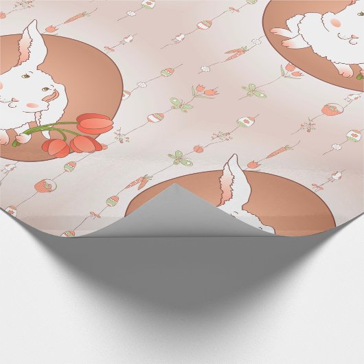 Papier Cadeau Lapin avec Tulips Spring Holiday Rabbit