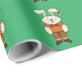 Papier Cadeau Lapin avec une cloche à l'oreille (Coin rond)