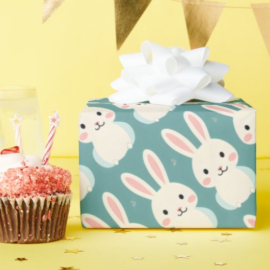 Papier Cadeau Lapin blanc (Fête d'anniversaire)