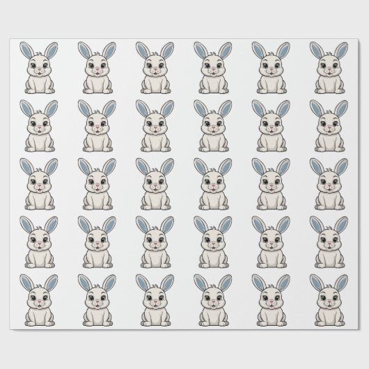 Papier Cadeau Lapin Blanc (Plat)