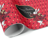 Papier Cadeau Lapin blanc à l'anniversaire rouge (Coin rond)