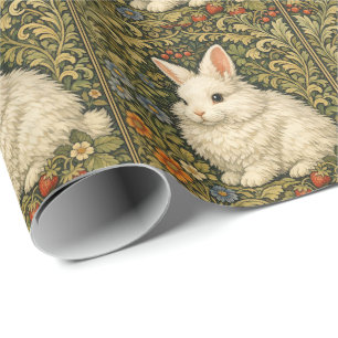 Papier Cadeau Lapin blanc art nouveau vintage 