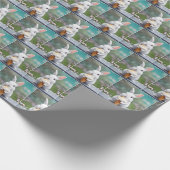 Papier Cadeau Lapin Blanc Mangeant Un Cône De Crème De Glace (Coin)