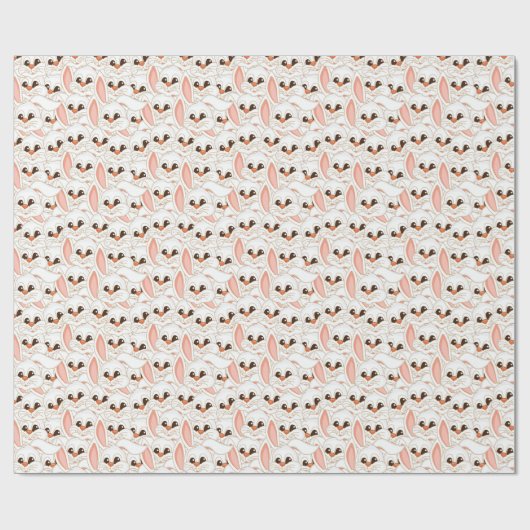 Papier Cadeau Lapin Blanc Rabbit Face Motif sans couture (Plat)