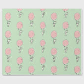 Papier Cadeau Lapin Blanc tenant un ballon rose (Plat)