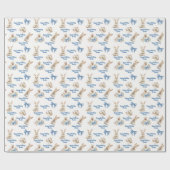 Papier Cadeau Lapin Canard à l'aquarelle Ruban Bleu Bon Annivers (Plat)