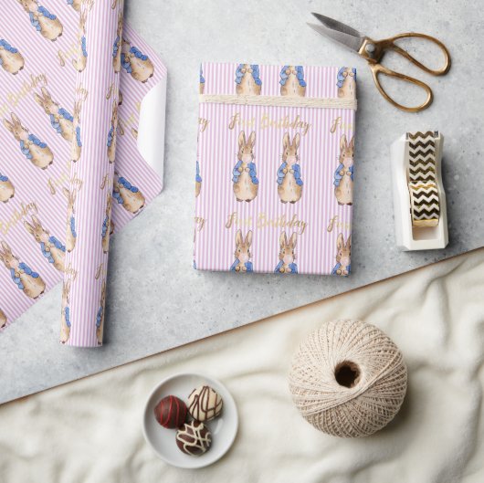 Papier Cadeau Lapin classique 1er anniversaire (Artisanat)