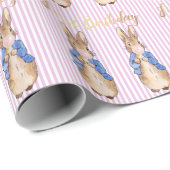 Papier Cadeau Lapin classique 1er anniversaire (Coin rond)