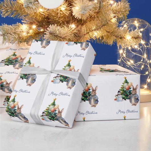 Papier Cadeau Lapin classique arbre de Noël (Vacances)