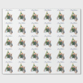 Papier Cadeau Lapin classique arbre de Noël (Plat)