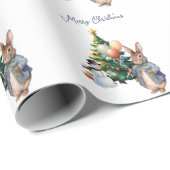Papier Cadeau Lapin classique arbre de Noël (Coin rond)