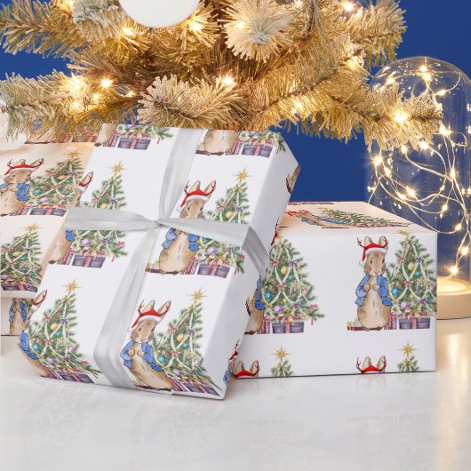 Papier Cadeau Lapin classique avec arbre de Noël (Vacances)