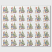 Papier Cadeau Lapin classique avec arbre de Noël (Plat)