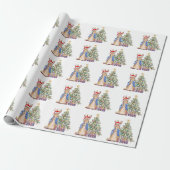 Papier Cadeau Lapin classique avec arbre de Noël (Déroulé)
