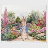 Papier Cadeau Lapin classique dans son jardin (Plat)