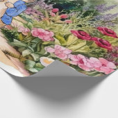Papier Cadeau Lapin classique dans son jardin (Coin)