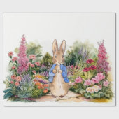 Papier Cadeau Lapin classique en veste bleue (Plat)