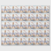 Papier Cadeau Lapin classique en veste bleue (Plat)