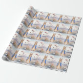 Papier Cadeau Lapin classique en veste bleue (Déroulé)