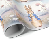 Papier Cadeau Lapin classique en veste bleue (Coin rond)