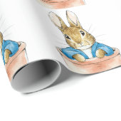 Papier Cadeau Lapin classique en veste bleue (Coin rond)