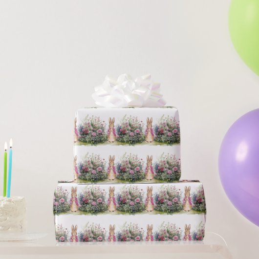 Papier Cadeau Lapin classique en veste bleue (Cadeaux de fête)