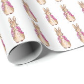 Papier Cadeau Lapin classique en veste rose (Coin rond)