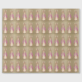 Papier Cadeau Lapin classique en veste rose (Plat)
