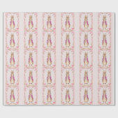 Papier Cadeau Lapin classique en veste rose (Plat)