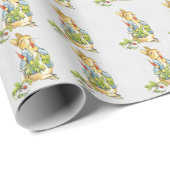 Papier Cadeau Lapin classique mangeant une carotte (Coin rond)