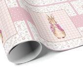 Papier Cadeau Lapin classique veste rose (Coin rond)