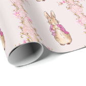Papier Cadeau Lapin classique veste rose (Coin rond)