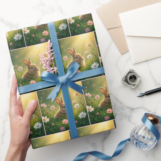 Papier Cadeau Lapin Dans La prairie Fleur sauvage (Cadeaux)