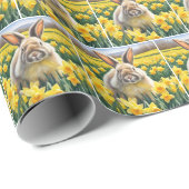 Papier Cadeau Lapin Dans Les Daffodiques De Printemps (Coin rond)