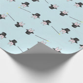 Papier Cadeau Lapin dans un casquette avec baguette magique bleu (Coin)