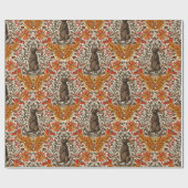 Papier Cadeau Lapin d'automne sur blanc (Plat)