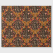 Papier Cadeau Lapin d'automne sur brun (Plat)