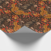 Papier Cadeau Lapin d'automne sur brun (Coin)