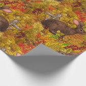 Papier Cadeau Lapin d'automne sur ocre (Coin)