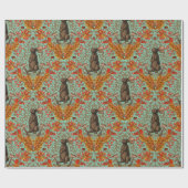 Papier Cadeau Lapin d'automne sur vert clair (Plat)