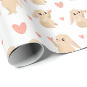 Papier Cadeau Lapin de la Saint Valentin (Coin rond)