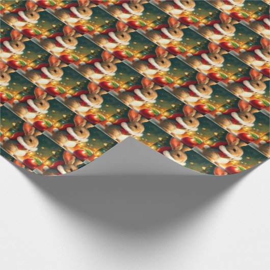 Papier Cadeau Lapin de Noël 1 (Coin)