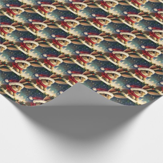 Papier Cadeau Lapin de Noël 4 (Coin)