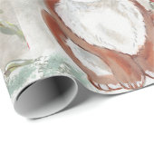 Papier Cadeau Lapin de Noël Lapin Hiver Enveloppe cadeau de neig (Coin rond)