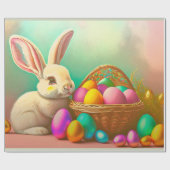 Papier Cadeau Lapin De Pâques Avec Collection De Paniers (Plat)