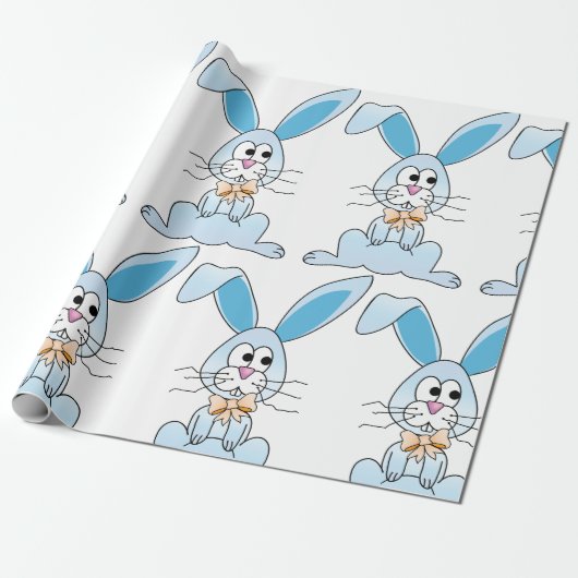 Papier Cadeau Lapin De Pâques Avec Cravate De Bow (Déroulé)